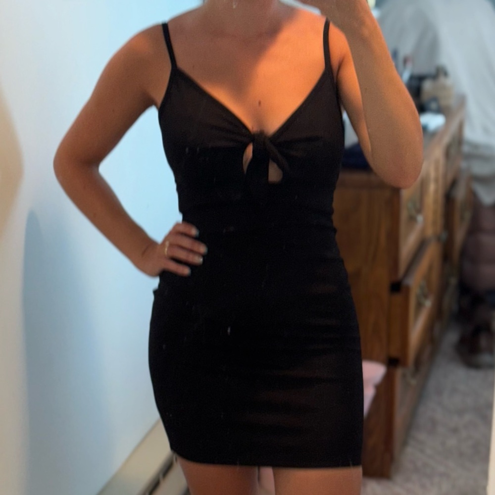 LA Hearts Black Spaghetti Strap Bodycon Mini Dress